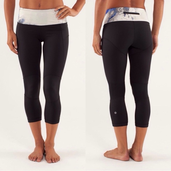 Lululemon Run: Bright At Night Crop Black/Milky Way Multi Print/Pigment Blue - Picture 2 of 13